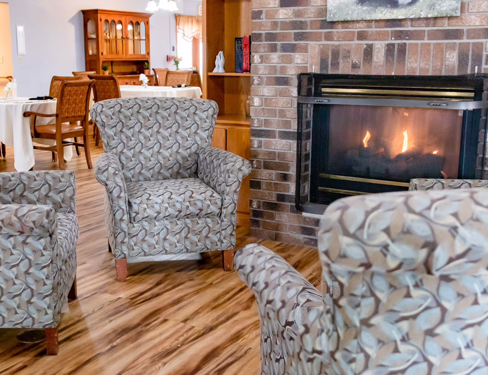 Wausau Memory Care Living Room Fireplace